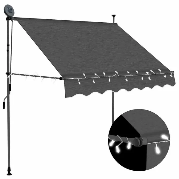 Auvent manuel rétractable avec LED 100 cm Anthracite