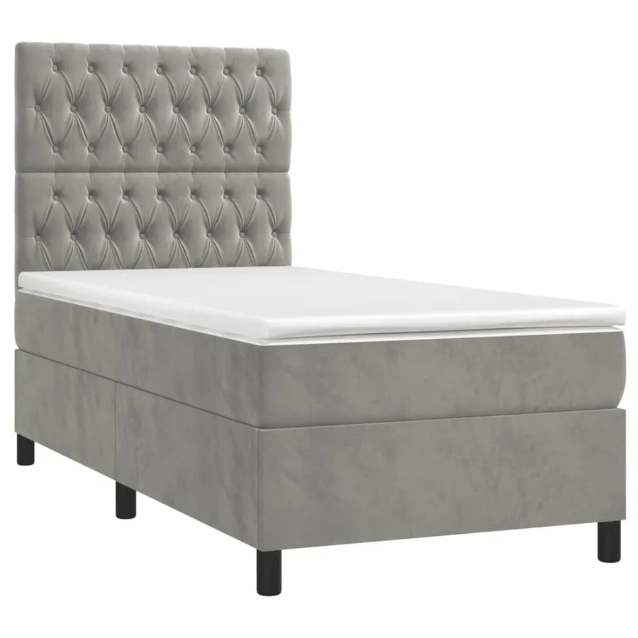 Sommier à lattes de lit et matelas et LED Gris clair 80x200 cm - 3
