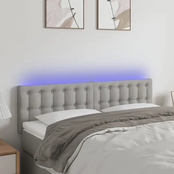 Tête de lit à LED Gris clair 144x5x78/88 cm Tissu