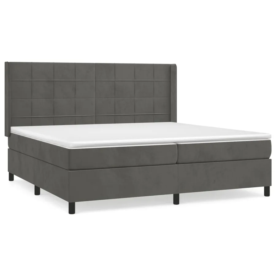 Sommier à lattes de lit et matelas Gris foncé 200x200cm Velours - 2