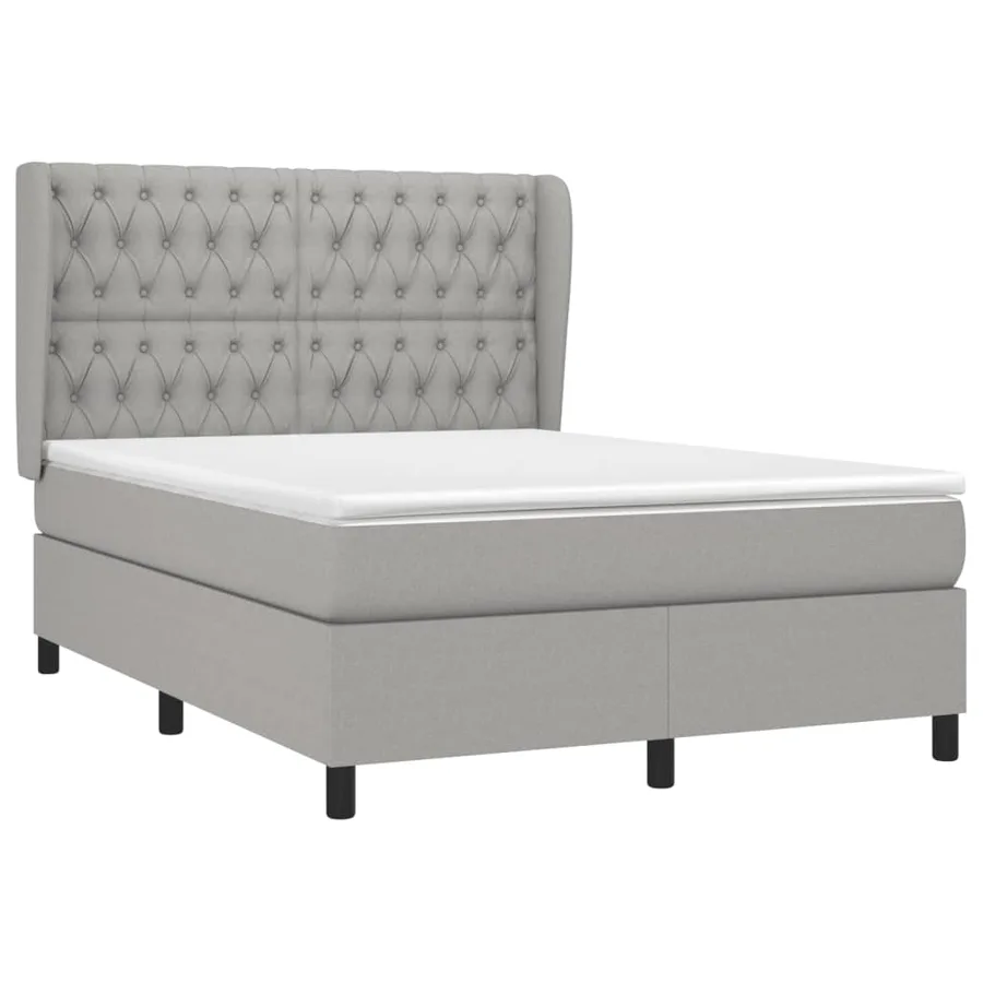 Sommier à lattes de lit avec matelas Gris clair 140x190cm Tissu - 3