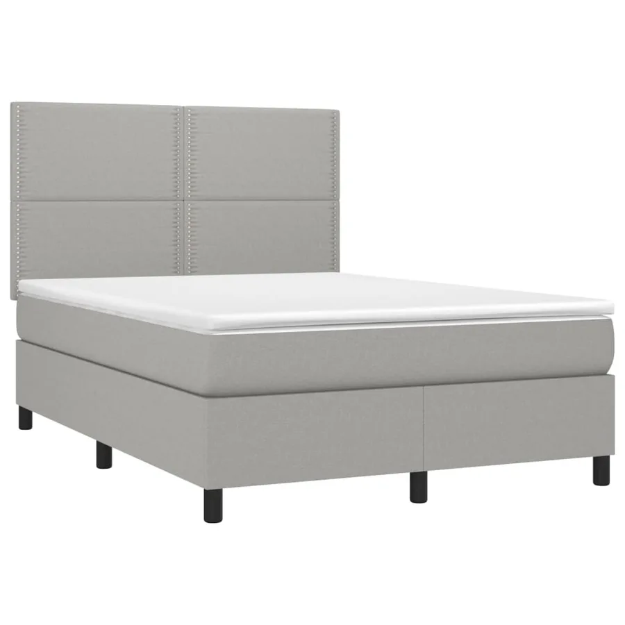 Sommier à lattes de lit et matelas et LED Gris clair 140x190 cm - 3
