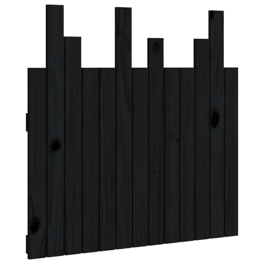 Tête de lit murale Noir 82,5x3x80 cm Bois massif de pin - 2