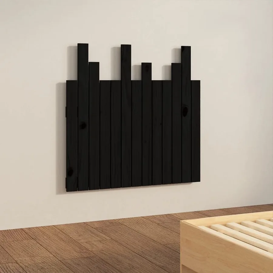 Tête de lit murale Noir 82,5x3x80 cm Bois massif de pin - 4