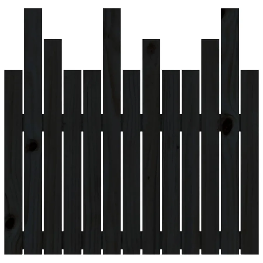 Tête de lit murale Noir 82,5x3x80 cm Bois massif de pin - 5