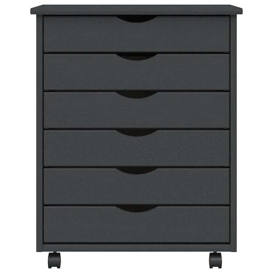 Armoire roulante avec tiroirs MOSS gris bois de pin solide - 5