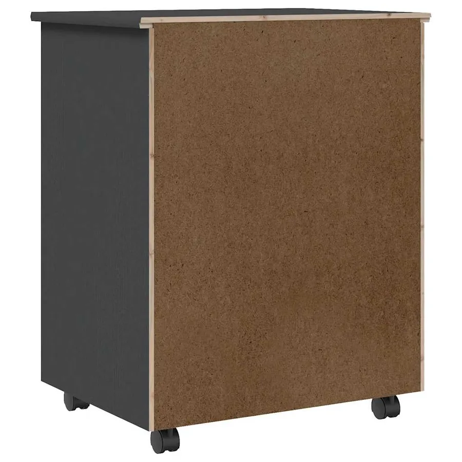 Armoire roulante avec tiroirs MOSS gris bois de pin solide - 6