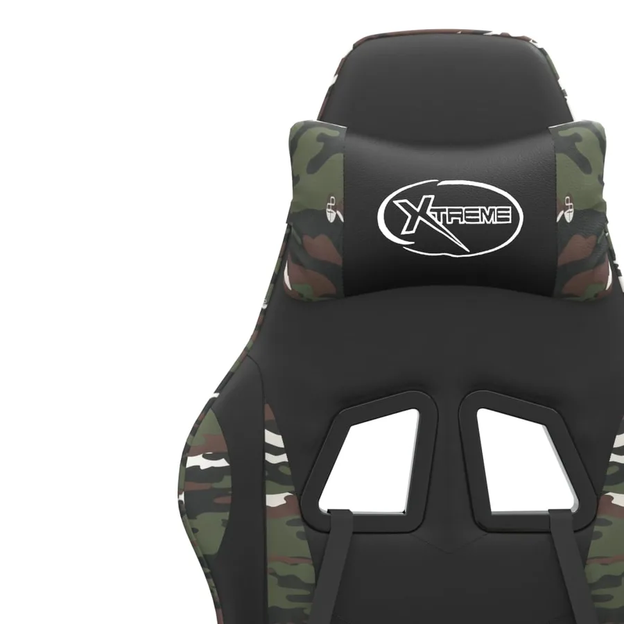 Chaise de jeu avec repose-pied Noir et camouflage Similicuir - 12