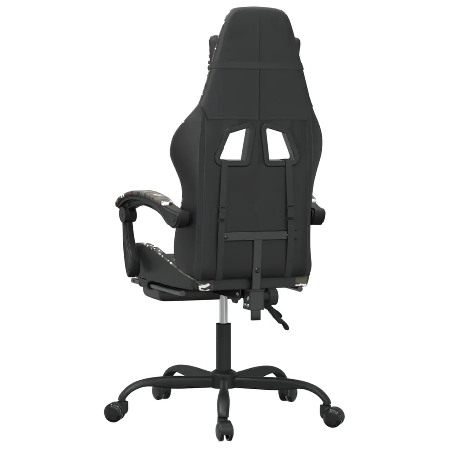 Chaise de jeu avec repose-pied Noir et camouflage Similicuir - 5