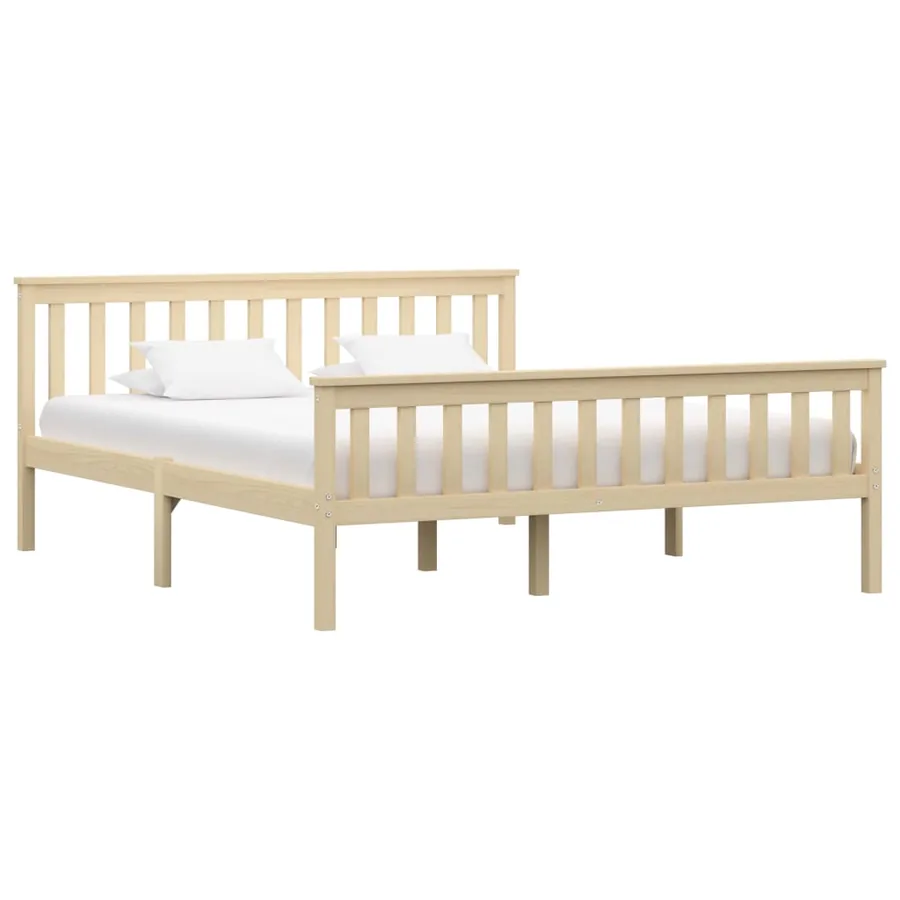 Cadre de lit sans matelas naturel bois massif de pin 160x200 cm
