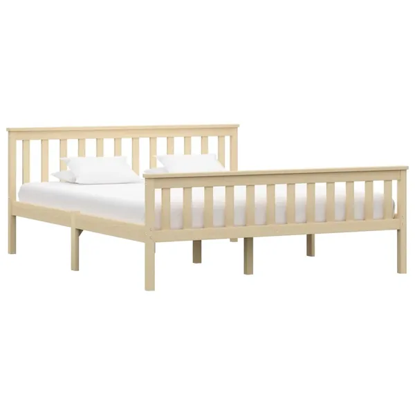 Cadre de lit sans matelas naturel bois massif de pin 160x200 cm