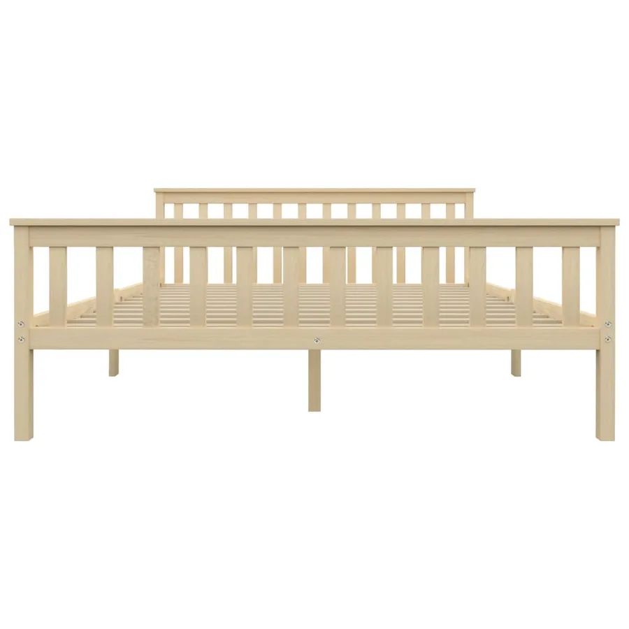 Cadre de lit sans matelas naturel bois massif de pin 160x200 cm - 3