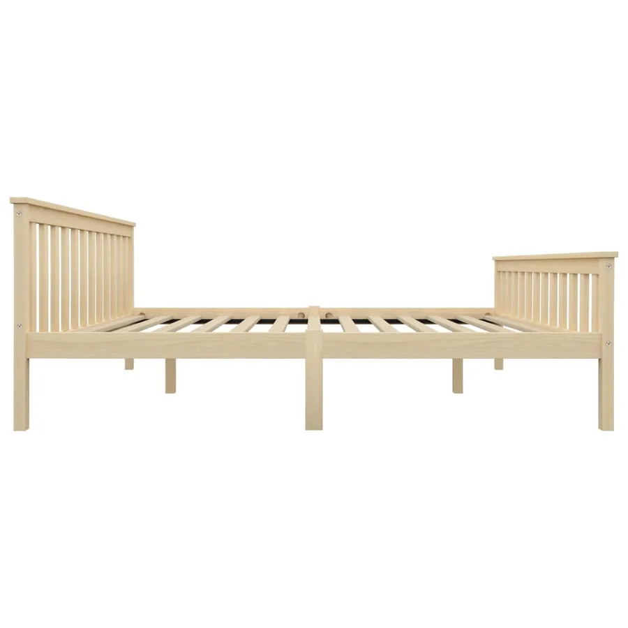 Cadre de lit sans matelas naturel bois massif de pin 160x200 cm - 4