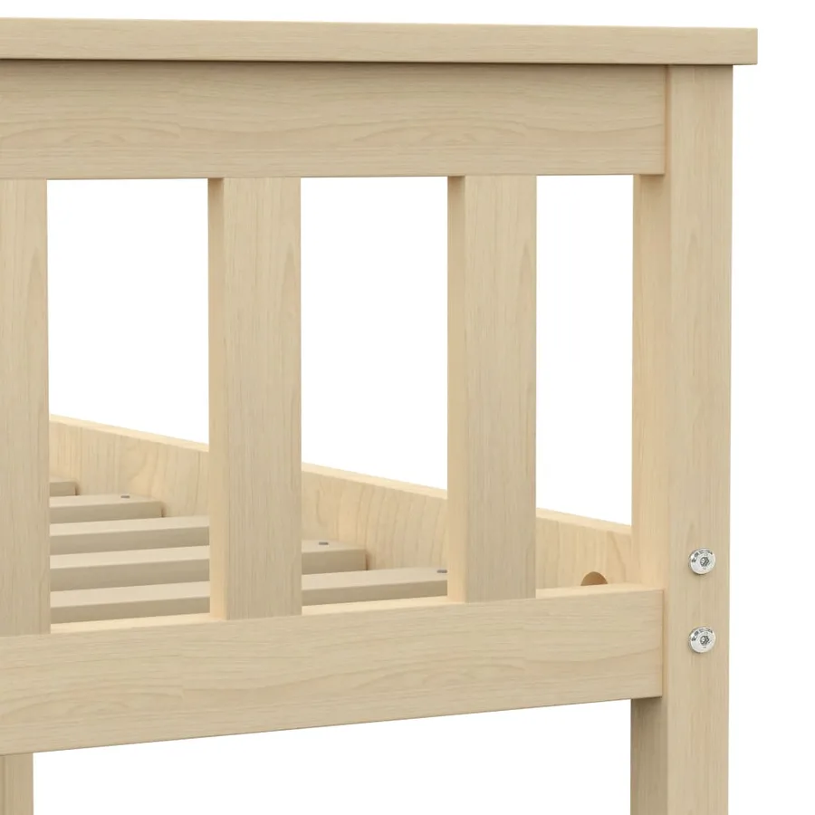Cadre de lit sans matelas naturel bois massif de pin 160x200 cm - 5