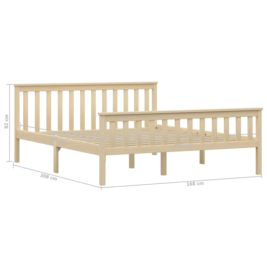 Cadre de lit sans matelas naturel bois massif de pin 160x200 cm - 6