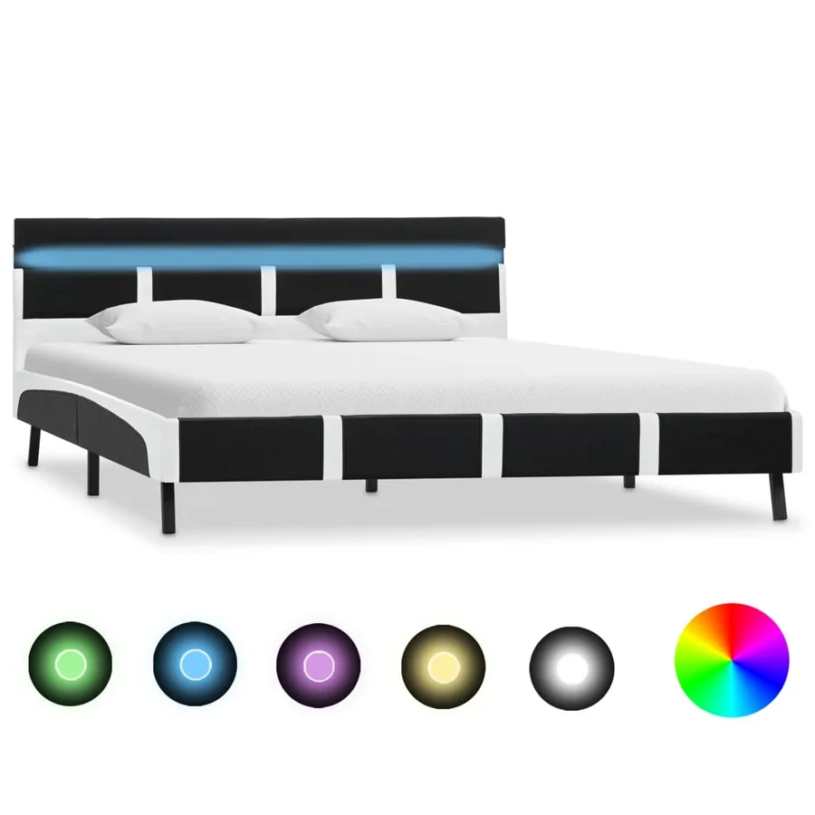 Cadre de lit avec LED sans matelas noir 120x200 cm