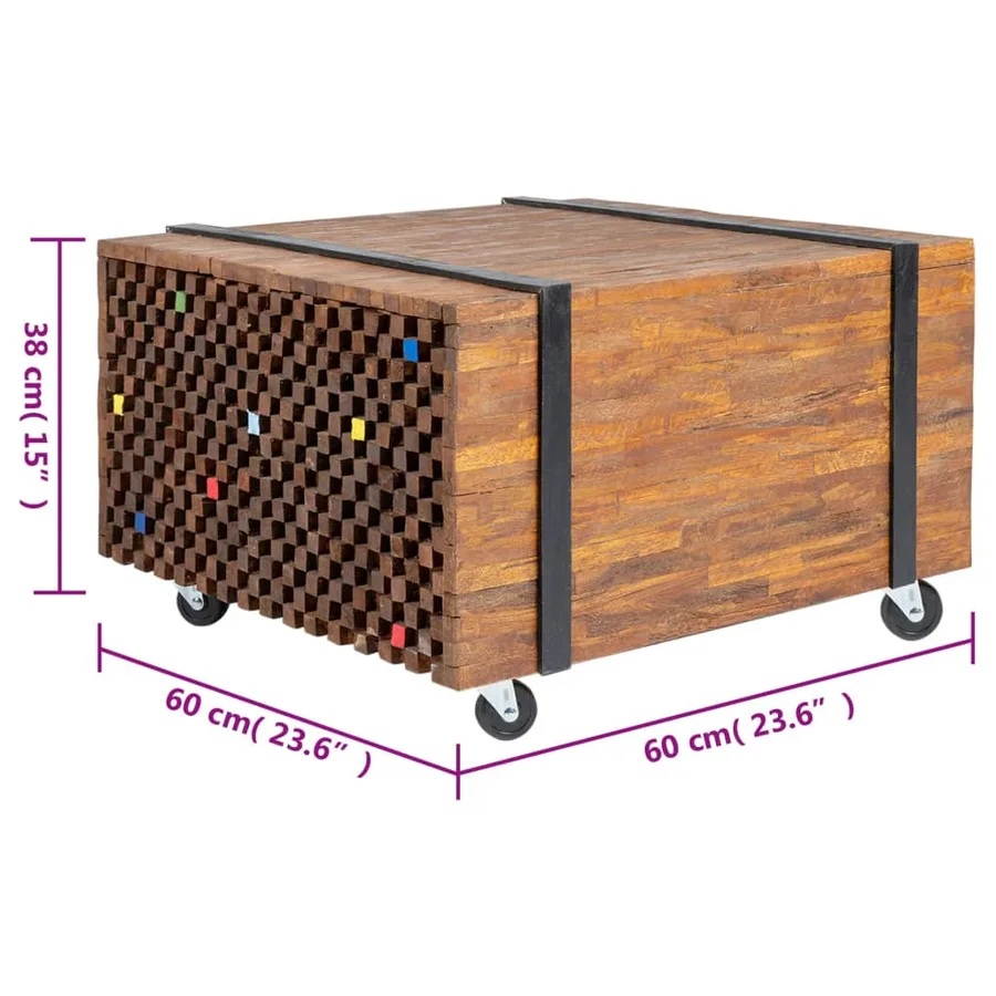 Table d'appoint en teck 60 x 60 x 38 cm - 8