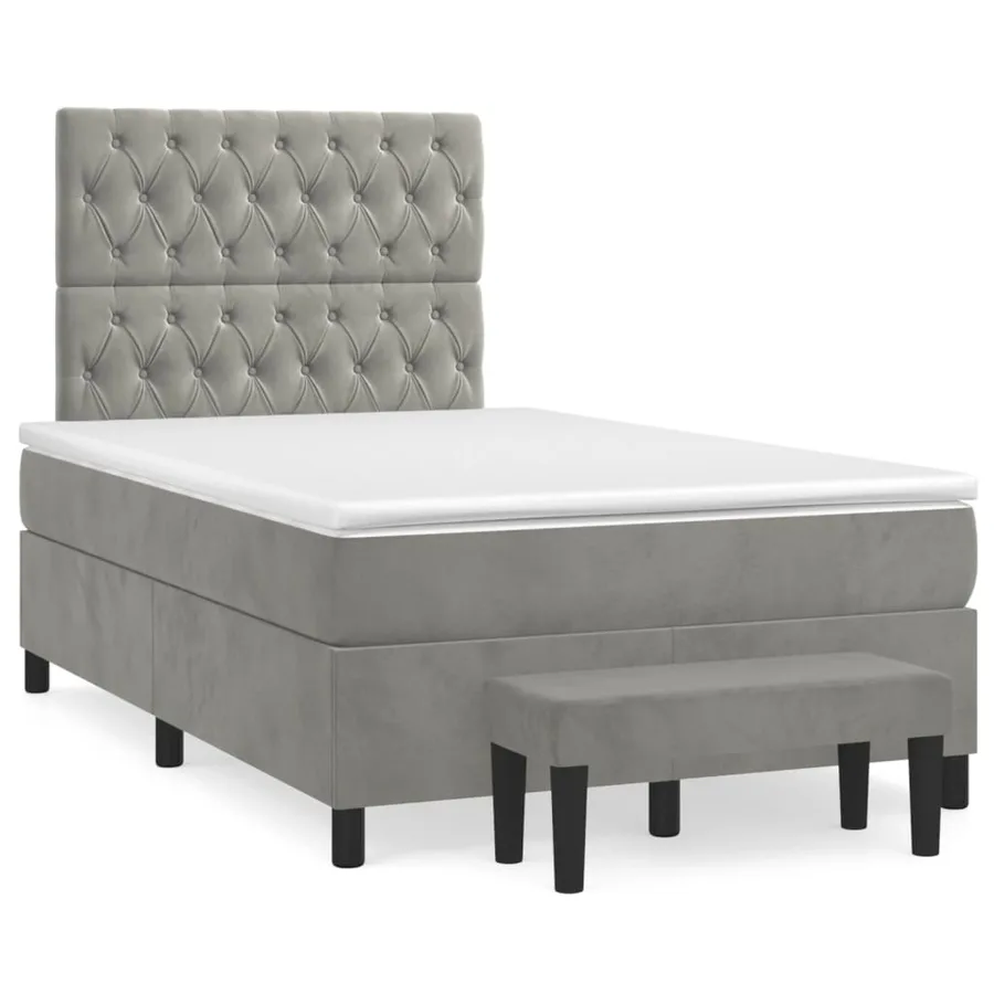 Sommier à lattes de lit et matelas Gris clair 120x200cm Velours - 2