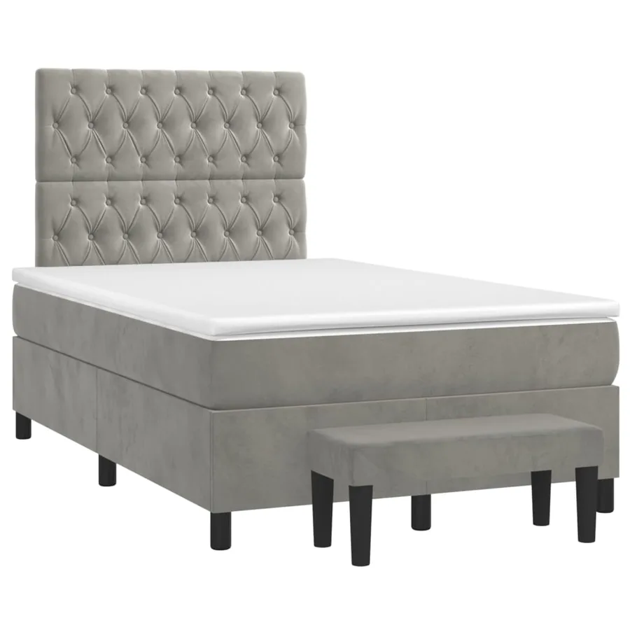 Sommier à lattes de lit et matelas Gris clair 120x200cm Velours - 3