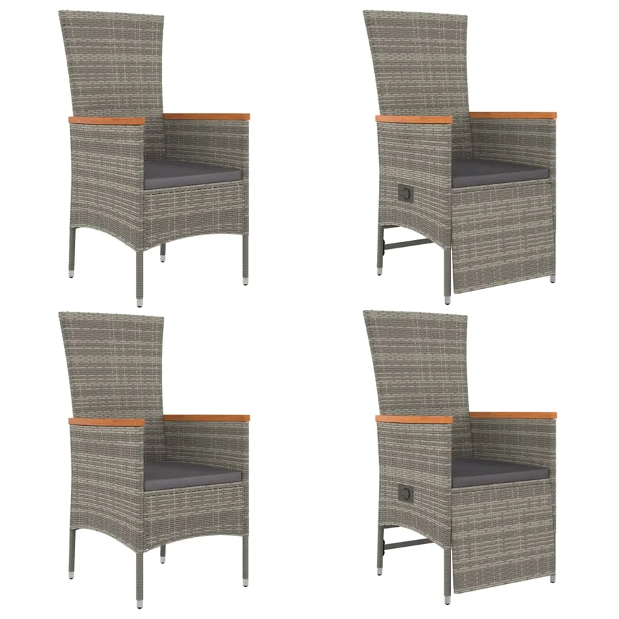 Ensemble à manger de jardin 5 pcs coussins gris résine tressée - 4