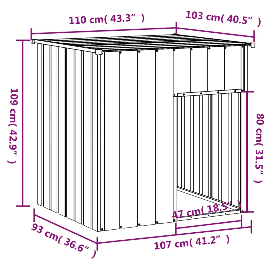 Niche pour chien avec toit gris clair 110 x 103 x 109 cm Acier galvanisé - 5