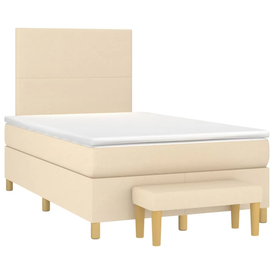 Sommier à lattes de lit avec matelas Crème 120x200 cm Tissu - 3