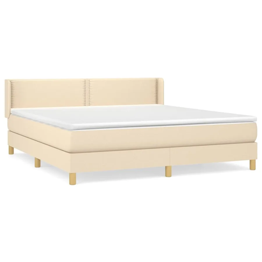 Sommier à lattes de lit avec matelas Crème 180x200 cm Tissu - 2