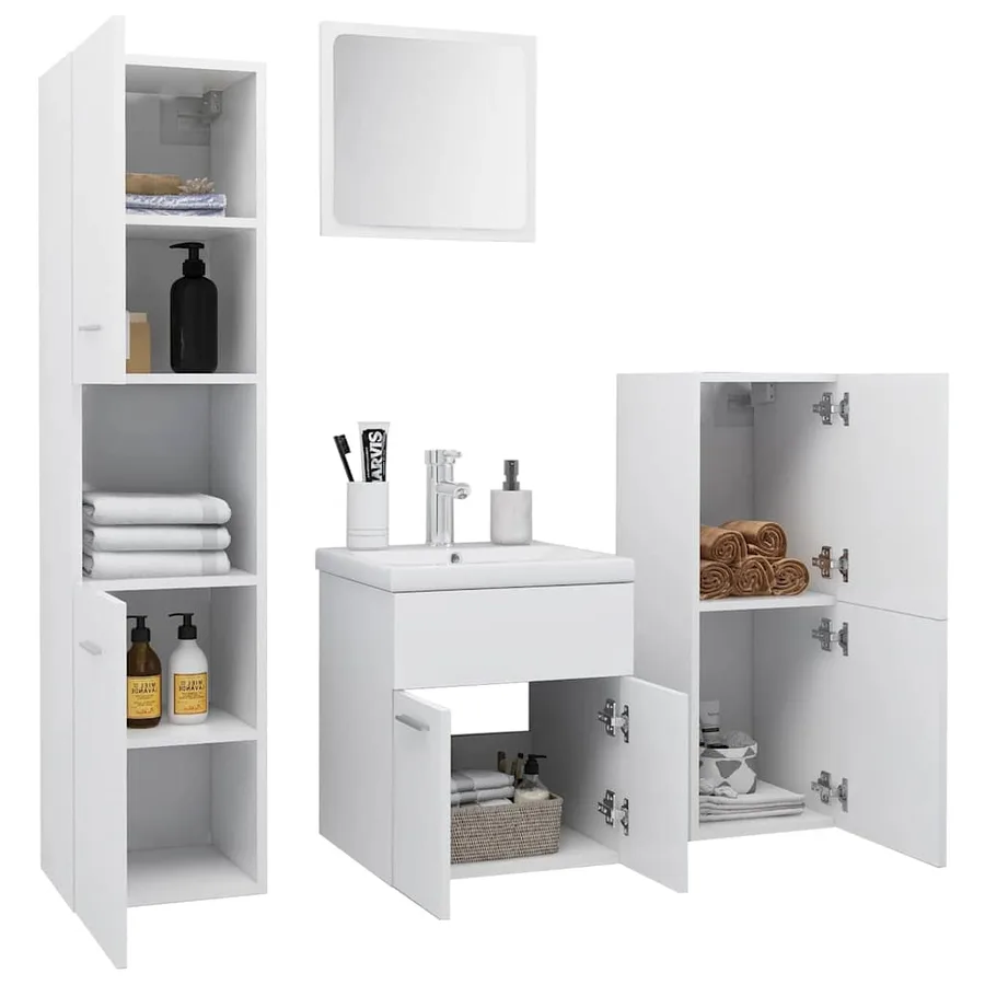 Ensemble de meubles de salle de bain Blanc Aggloméré - 3
