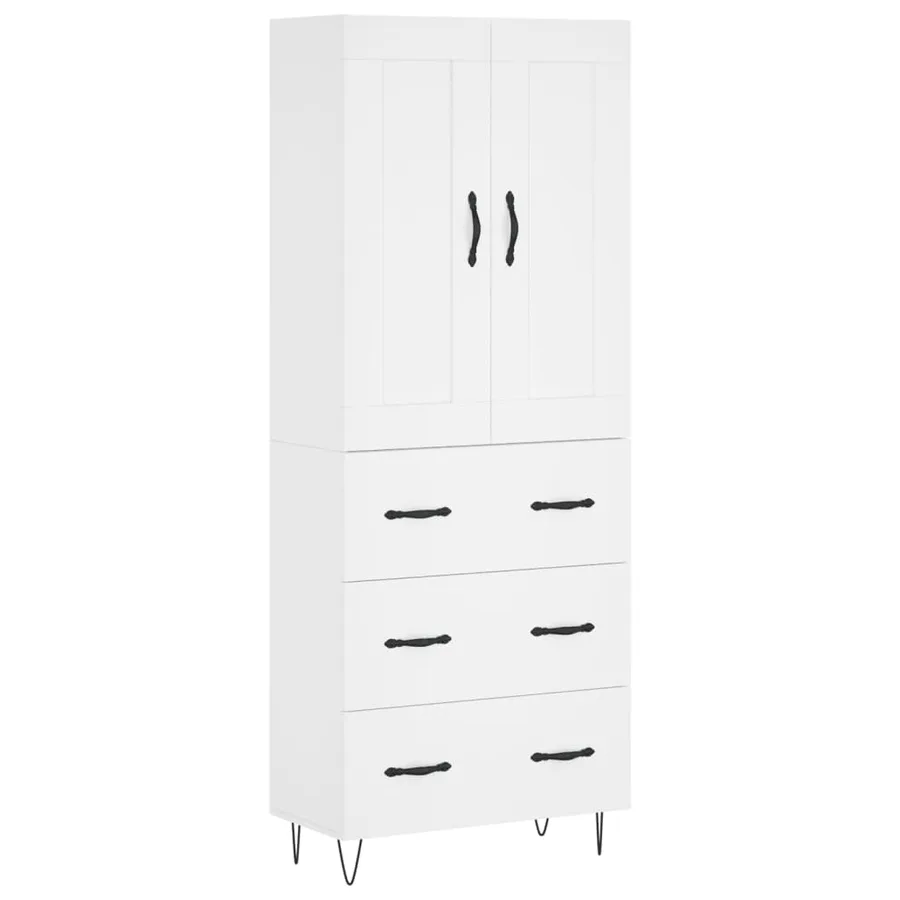Buffet haut Blanc 69,5x34x180 cm Bois d'ingénierie - 2