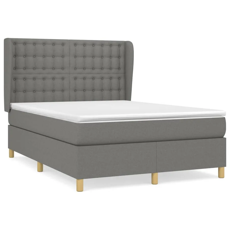 Sommier à lattes de lit avec matelas Gris foncé 140x190cm Tissu - 2