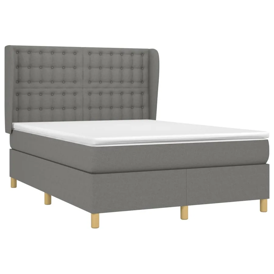 Sommier à lattes de lit avec matelas Gris foncé 140x190cm Tissu - 3