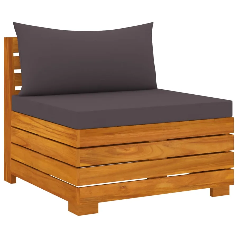 Salon de jardin 4 pcs avec coussins Bois d'acacia solide - 4