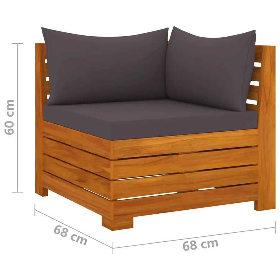Salon de jardin 4 pcs avec coussins Bois d'acacia solide - 7