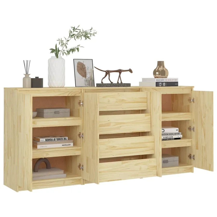 Armoires latérales 3 pcs Bois de pin massif - 3