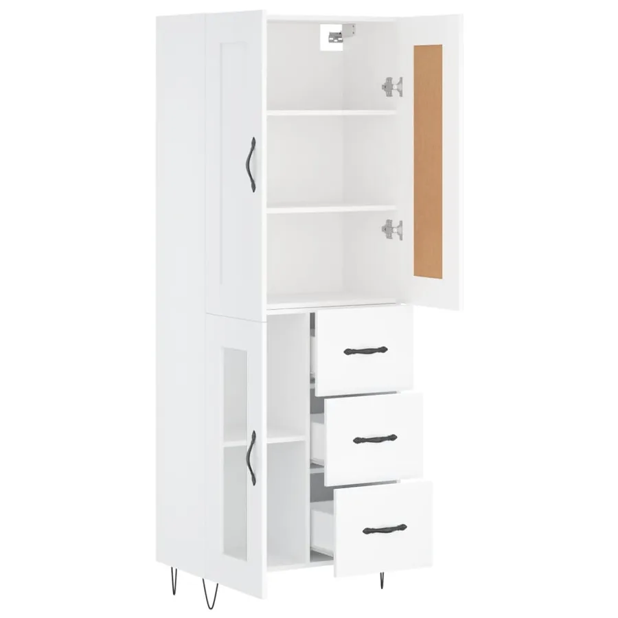 Buffet haut Blanc 69,5x34x180 cm Bois d'ingénierie - 4