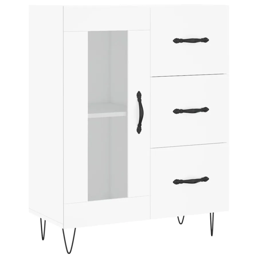 Buffet haut Blanc 69,5x34x180 cm Bois d'ingénierie - 7