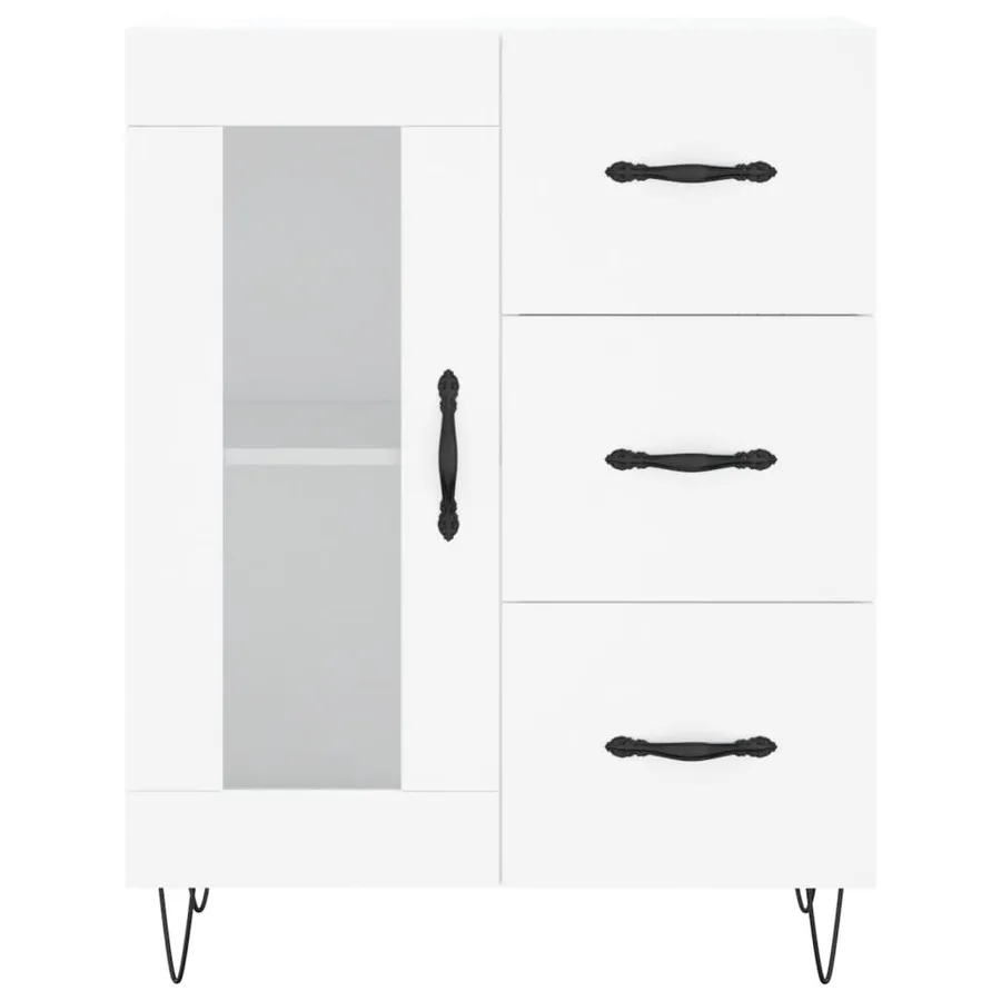 Buffet haut Blanc 69,5x34x180 cm Bois d'ingénierie - 8