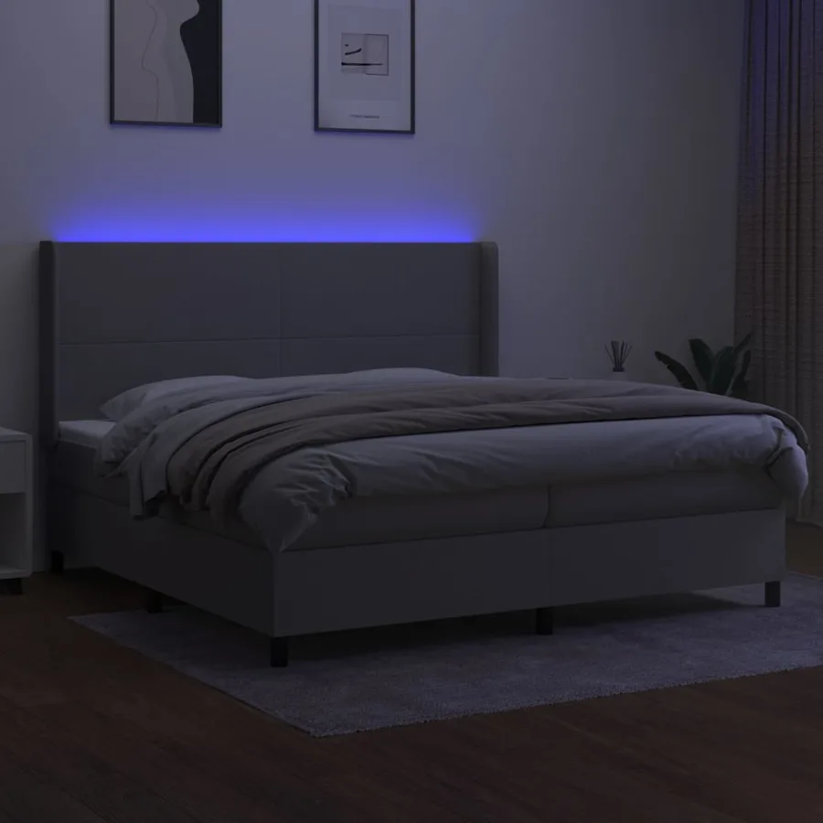 Sommier à lattes de lit matelas LED Gris clair 200x200 cm Tissu - 3