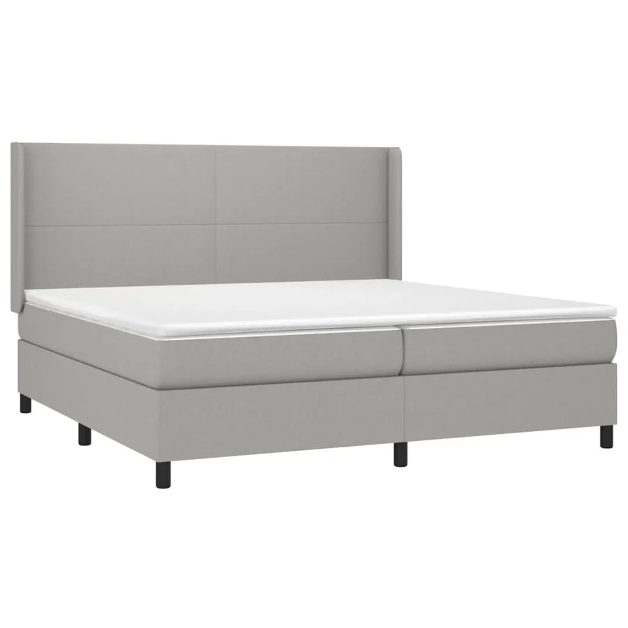 Sommier à lattes de lit matelas LED Gris clair 200x200 cm Tissu - 4