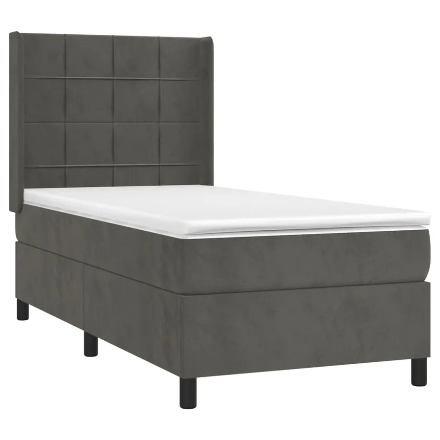 Sommier à lattes de lit et matelas et LED Gris foncé 80x200cm - 4