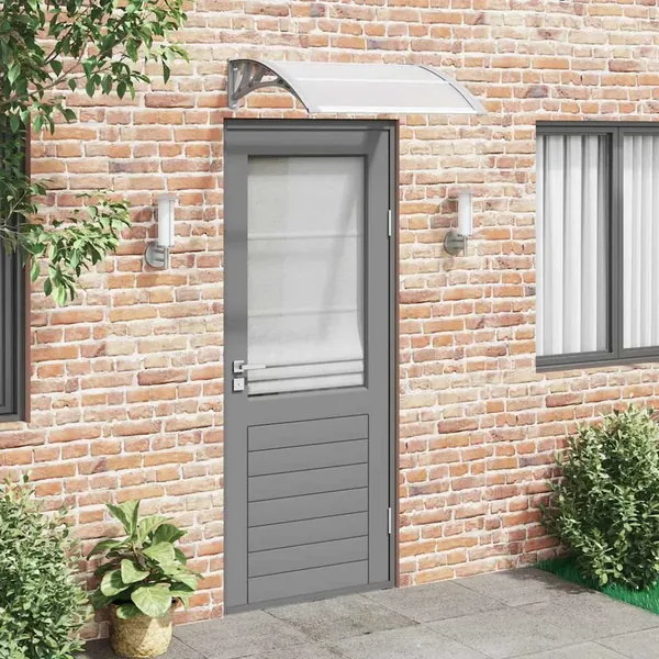 Auvent de porte gris et transparent 80 x 75 cm en polycarbonate
