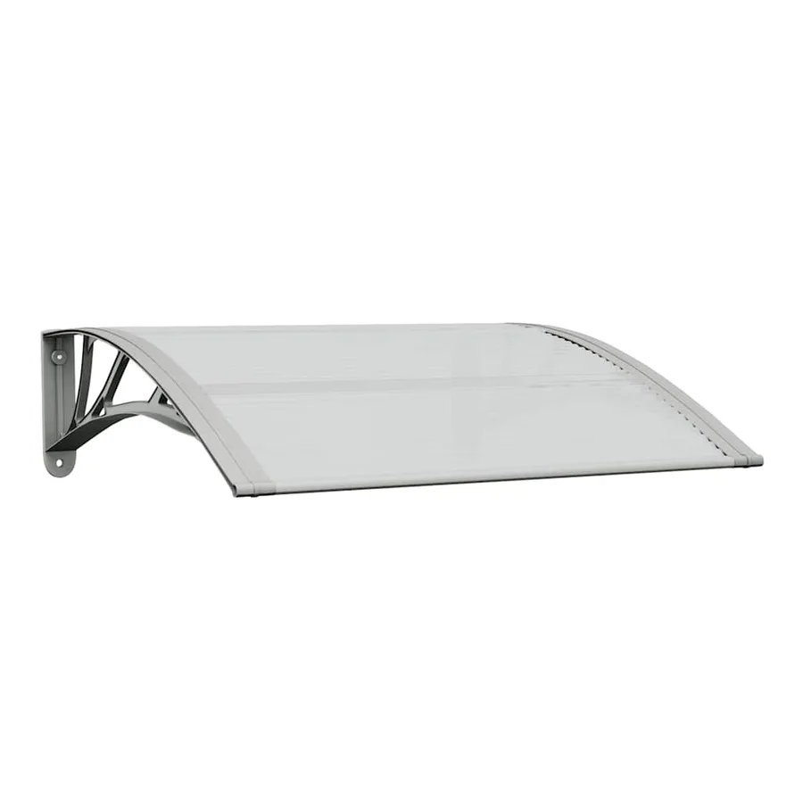 Auvent de porte gris et transparent 80 x 75 cm en polycarbonate - 2