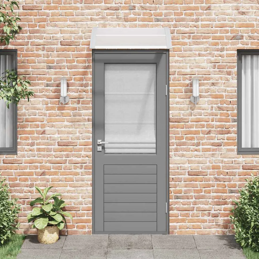 Auvent de porte gris et transparent 80 x 75 cm en polycarbonate - 3