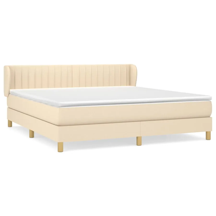 Sommier à lattes de lit avec matelas Crème 180x200 cm Tissu - 2