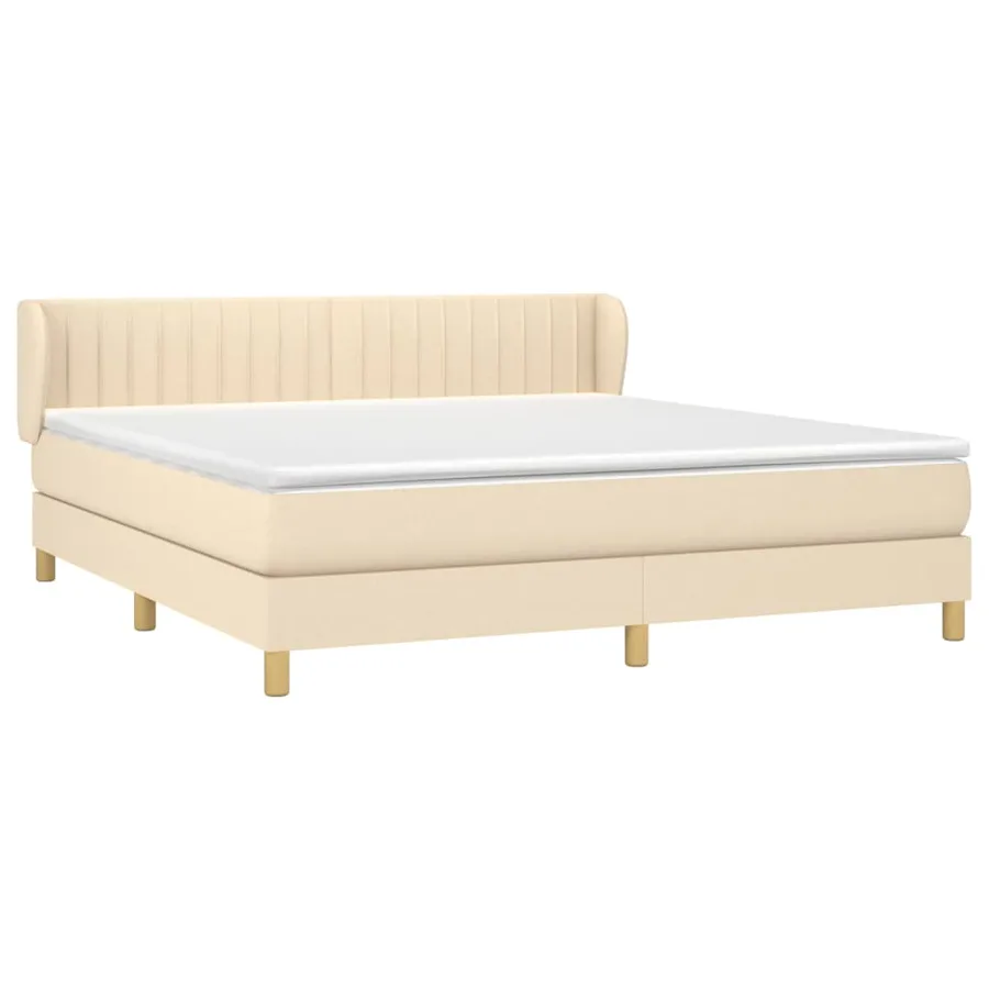Sommier à lattes de lit avec matelas Crème 180x200 cm Tissu - 3
