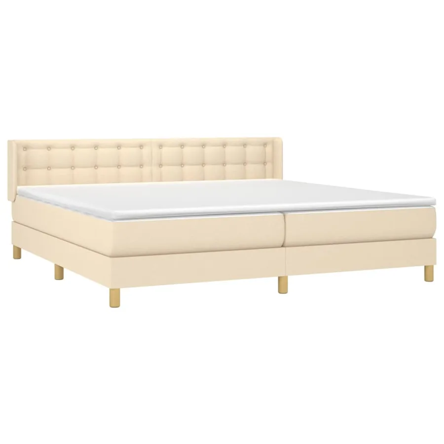 Sommier à lattes de lit avec matelas Crème 180x200 cm Tissu - 3