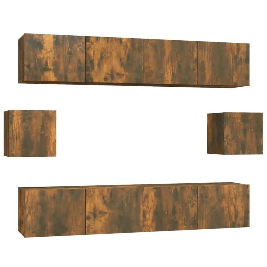Ensemble de meubles TV 6 pcs Chêne fumé Bois d'ingénierie - 2