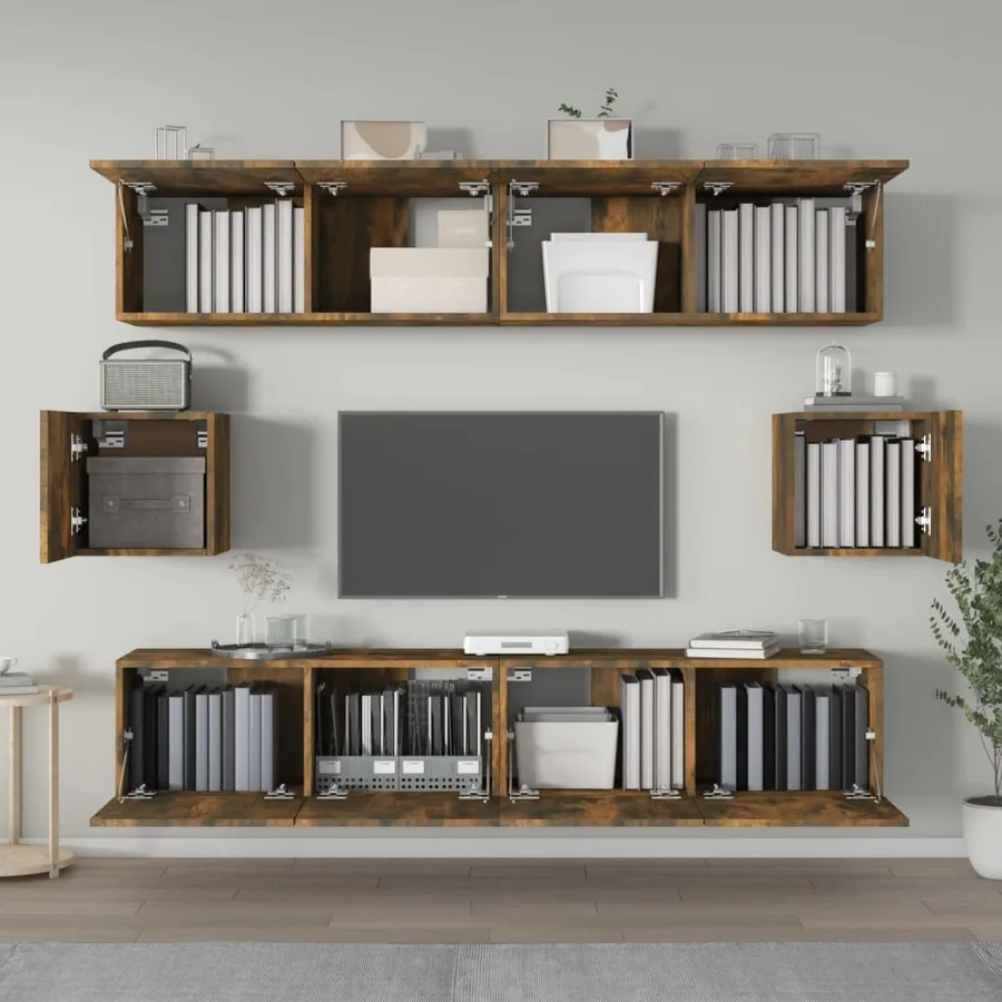 Ensemble de meubles TV 6 pcs Chêne fumé Bois d'ingénierie - 3