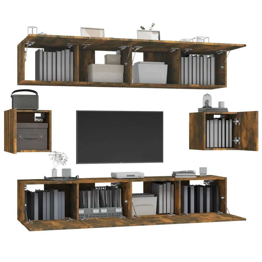 Ensemble de meubles TV 6 pcs Chêne fumé Bois d'ingénierie - 4