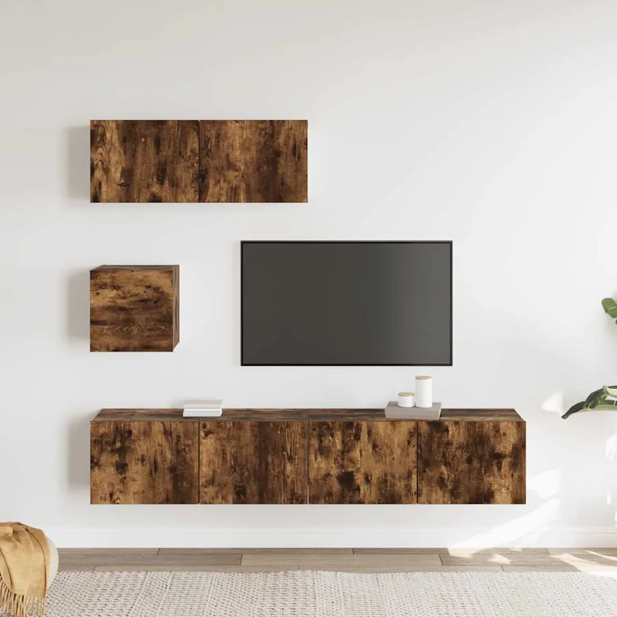 Ensemble de meubles TV 4 pcs Chêne fumé Bois d'ingénierie - 3